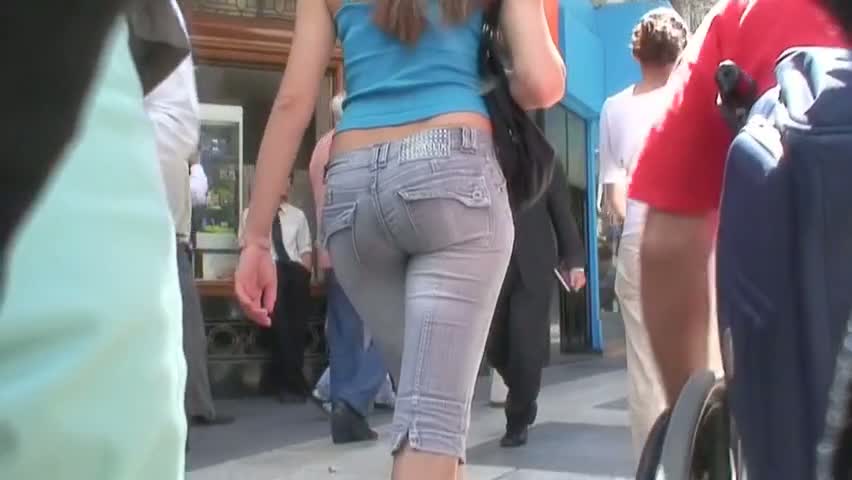 Sweet ass brunette in flip flops street candid video