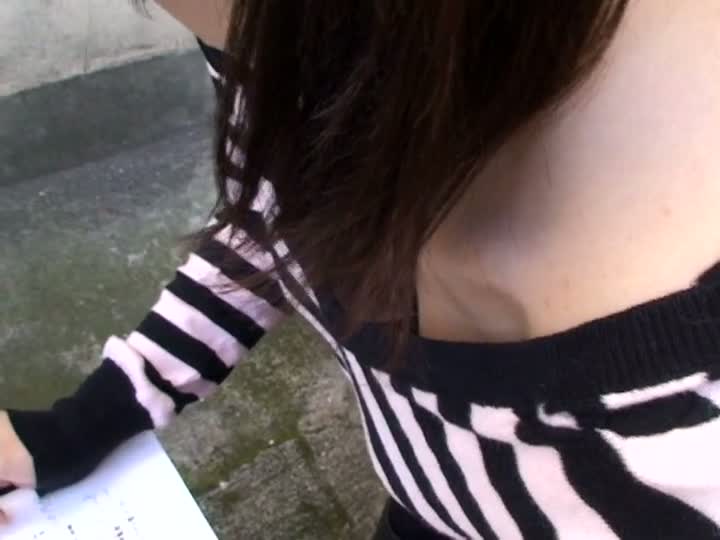 Asian cutie lets a voyeur see down her blouse