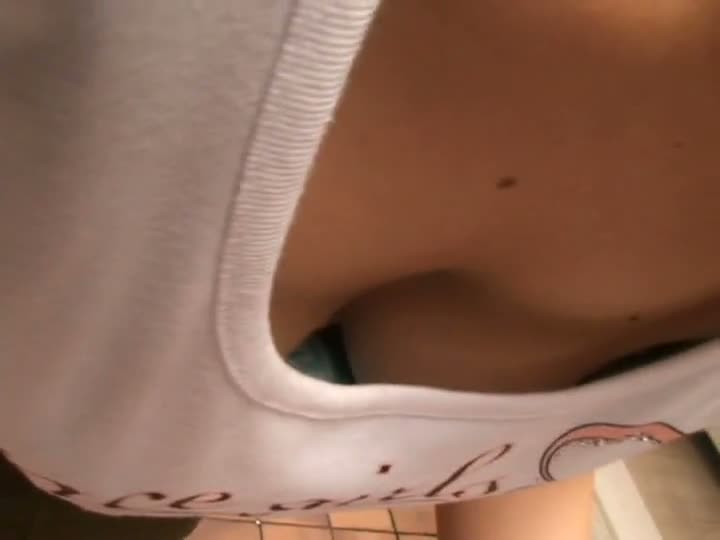 Shy Japanese girl with great boobies in a downblouse porn vid