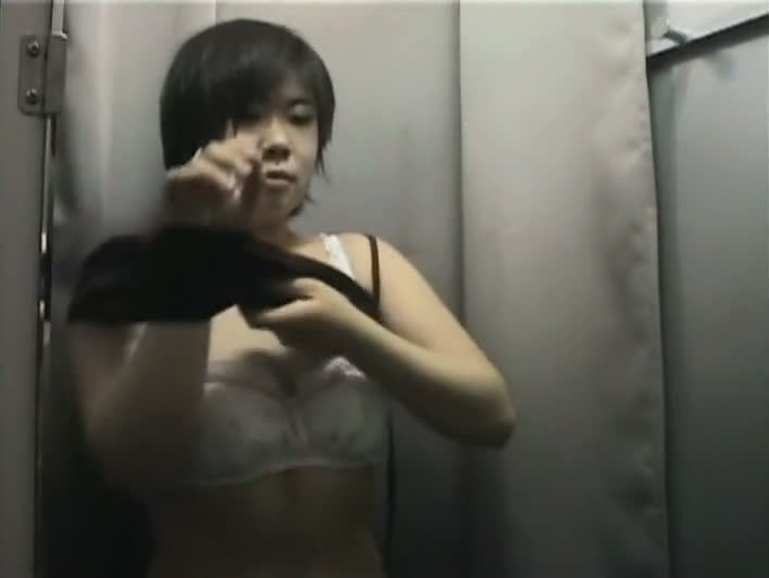 XXX spy cam changing room Asian with nice tits and short hair
