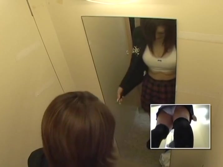 Amateur voyeur upskirt of white panty in changing room