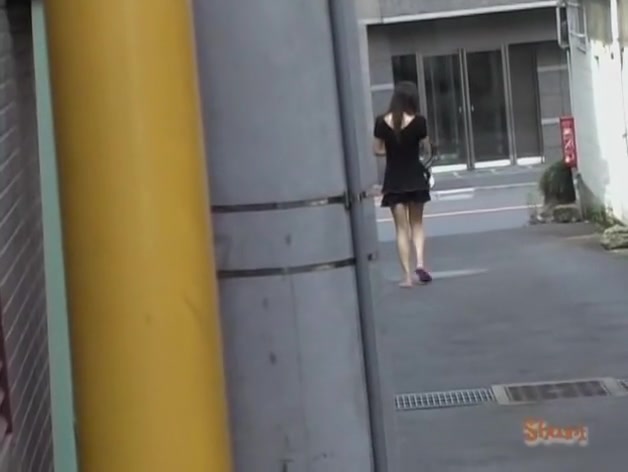 Skirt sharking with a little bit of pussy hair of an Asian
