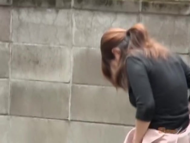 Skirt sharking followed by the hair removal from her twat