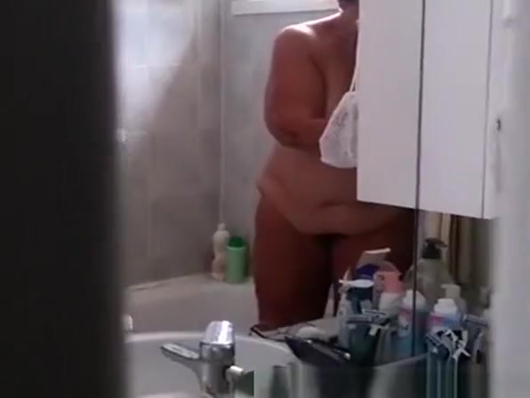 Husband films his chubby mature wife in bathroom